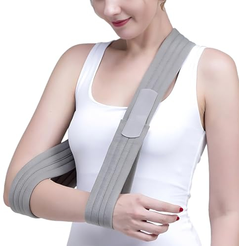 Rundago Grau Armschlinge Schulter Leicht Komfortabel Armschlaufe Einstellbar Arm Schulterschlinge Schulter Immobilizer Sling für Gebrochenes Handgelenk, Ellbogen, Arm, Ausgerenkte Schulter