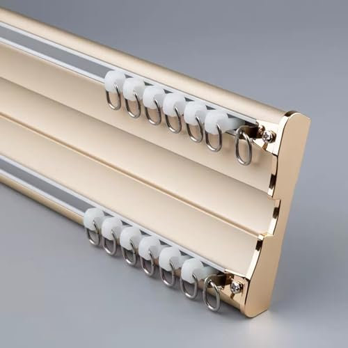 GXQFC Doppio Binario Congiunto per Tende, Kit Binario A Soffitto con Tutti Gli Accessori Elegante Sistema di Binari per Tende Binario Divisorio Facile Installazione(Size:1M,Color:Oro)