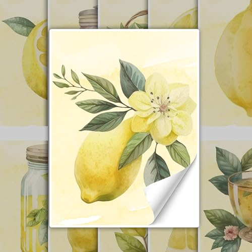 GRAZDesign Fliesenaufkleber Küche Zitronen Gelb Grüne Fliesenbilder selbstklebend - 20x25cm / 40 Stück
