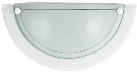 LED Universum Wandleuchte weiß halbrund Ø31cm aus Glas satiniert und Metall mit E27 Fassung für Glühbirne oder LED-Leuchtmittel | Wandlampe innen Wohnzimmer Schlafzimmer Küche Flur