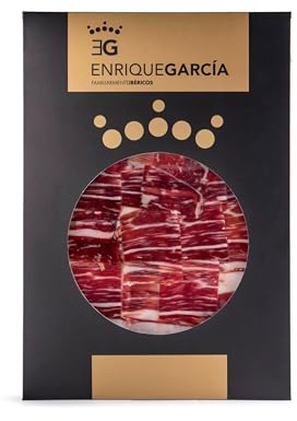 100% Jambon ibérique nourri au gland - 100g - Pata negra - Jambon en tranches coupé au couteau - Ibérique espagnol + 48 mois - Emballé sous vide - 100% Jamón Iberico de Bellota
