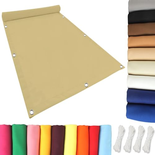 Rete Ombreggiante, Telo Ombreggiante 4.5 x 9 m Telo Tenda da Sole a Vela, Telo Ombreggiante Parasole Idrorepellente, Ombra, Protezione UV per Serra/Balcone/Cortile/Tetto, Giallo sabbia