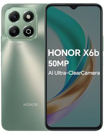 HONOR X6b 4G Smartphone 4GB 128GB, 6.56' 90Hz TFTLCD, 5200mAh Akku, 50MP Hauptkamera, Android 14, Dual SIM, NFC, Grün (Ohne Ladegerät)