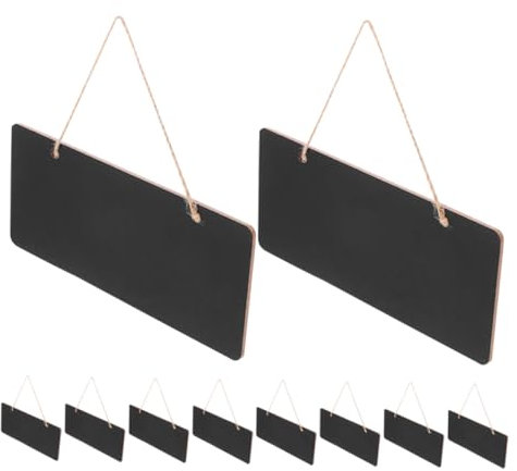 STOBOK 12stücke Kreidetafel Zum Aufhängen Holztafel Für Notizen Tafelanhänger Mit Seil Dekorative Holztafel Hängende Tafel Für Informationen Holz Accessoire Für Cafés