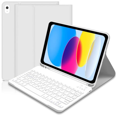 Keyboard Case for iPad 11th Generation A16 11 inch 2025, UK layout Keyboard Case for ipad 10th Gen 2022, Slim Case with Detachable Bluetooth Keyboard and Pencil Holde for iPad 11/10 Gen, Grey