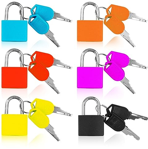 Kofferschloss mit Schlüssel, 6 Stück Mini Vorhängeschlöss mit Schlüssel, Gepäckschloss, Koffer-Schlösser, für Gepäck, Tasche, Reisekoffer