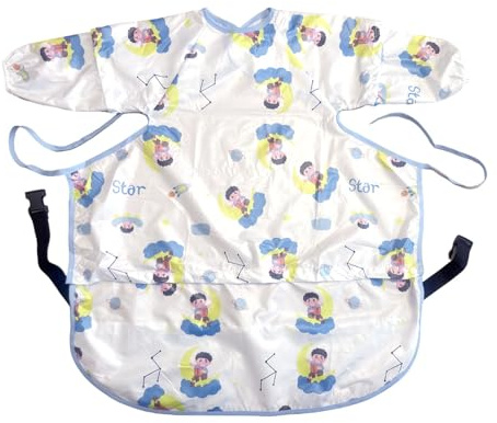 Verazquy Long Sleeve Can Be Separated Baby Bibs, 4 in 1 Detachable Baby Weaning Bib Feeding Coverall Bibs for 6-36 Months, Easy Wipe Clean Machine Washable Waterproof Adjustable High Chair Catch