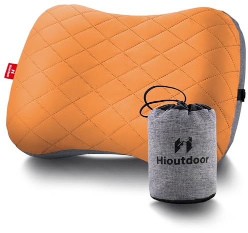 Hioutdoor Aufblasbares Kissen Kopfkissen für Camping mit Abziehbarem Kissenbezug Luftkissen Strandkissen Ergonomisches Reisekissen Outdoor Inflatable Travel Neck Pillow Bequemes Schlafkissen (Orange)