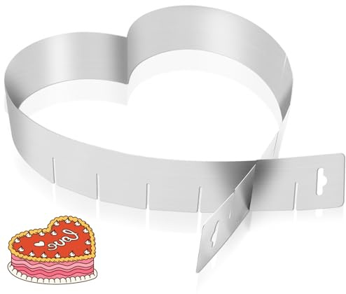 KEQGPCBE Verstellbare Herz-Backform aus Edelstahl ohne Boden (27x25x5cm) – Hitzebeständig für Kuchen, Mousse, Schichtkuchen & Desserts | Ideal für Tortendeko, Feiern, Weihnachten & Backzubehör