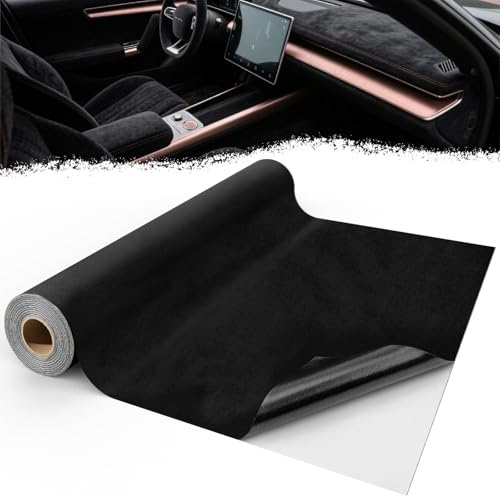 Mbsomnus Mikrofaserstoff Selbstklebend 200x40 cm Dachhimmel Stoff Schwarz | Dachhimmel Kfz Selbstklebend, Wildleder Optik, Kunstleder, Elastische Klebefolie, für Cockpit, Auto, Möbel, Schublade, DIY