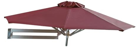 YySXIQ Wall Mounted Outdoor Balcony Umbrella With Adjustable Pole Tilting Sunshade Parasol With Wind Vent (Wine red)