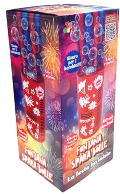 Fontana Spara Bolle per feste, compleanni, eventi con Luci e Suoni - Effetto Fuochi d'Artificio, con 80 ml di liquido - Giocattolo per Bambini