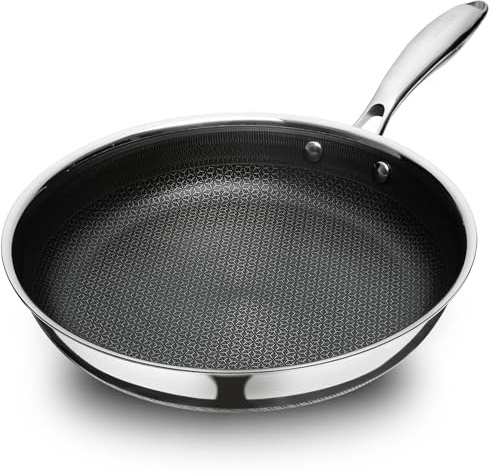 SAKAMOSH 26CM Nonstick Frying Pans, Hybrid Ceramic Stainless Steel Pan, Skillet with Stay-Cool Handle, Non Toxic, PFAS PFOA PTFE Free, Oven & Dishwasher Safe, Induction, Compatible with All Cooktops