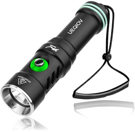 UEQIOV Diving Light is Suitable for Outdoor Scuba Diving, 4000lm Bright Diving Flashlight, 4 Modes of Underwater Lights, IPX8 Waterproof Flashlight (Black)