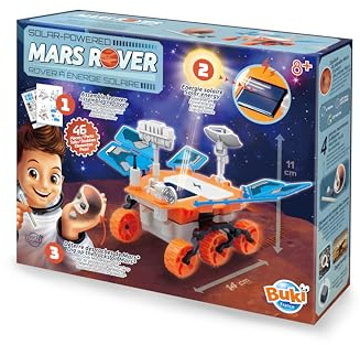 BUKI France Martian Rover Kit att bygga - Sol- och batteridriven robot med grävstenar - vetenskapligt spel från 8 år - Illustrerad instruktion - STEM Exploration Mars