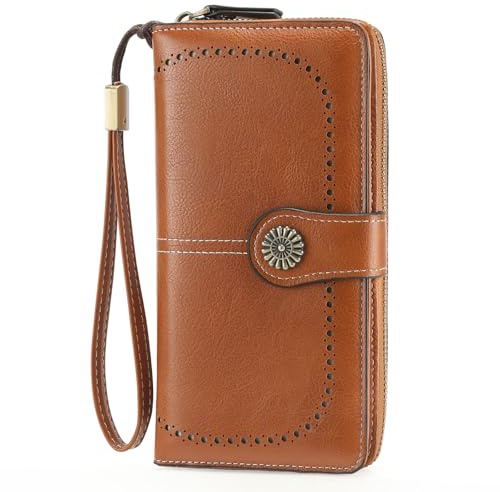 GOIACII Portafoglio Donna in Pelle PU con Blocco RFID Portafogli Grande Borsa Lunga da Donna Portamonete con 13 Scomparti per Carte