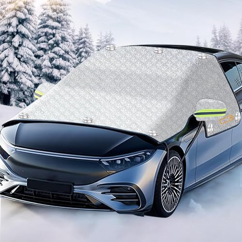 Maxee Frontscheibenabdeckung Winter, Auto Windschutzscheibe Abdeckung mit 10 Magneten Magnetisch Verstärkt, Scheibenabdeckung Fixierung Faltbare Abdeckung Auto Frontscheibe Für die Gegen, Schnee