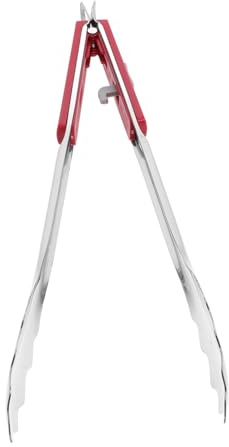 BESPORTBLE Pinzas Parrilla de Acero Inoxidable Resistentes para Barbacoa Pinzas Largas para Asar Pescado Carne y Ensaladas Utensilios Versátiles para Cocina Exterior con Diseño Rojo