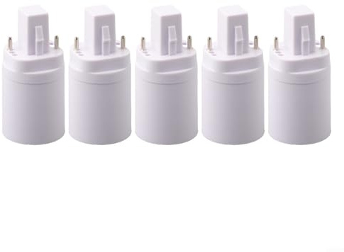 TDCuizent G24 - Juego de adaptador de enchufe de bombilla de 2 pines a rosca E27, accesorios de soporte de lámpara de PC ignífugos para convertir bombillas fluorescentes y LED en accesorios existentes