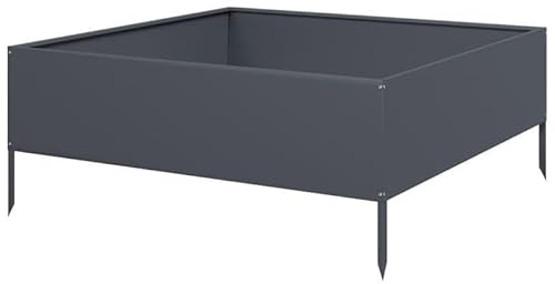 Bancal alto de acero 100 x 100 x 25 cm antracita – Bancal robusto para el cuidado del jardín, ideal para cultivo de verduras y flores – Diseño duradero