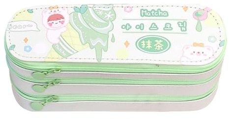 Multi-Wits Astuccio grande multiuso, astuccio in tela con 3 strati, astuccio carino ed elegante di grande capacità per la scuola, l'ufficio, l'università, include orario delle lezioni e (Verde)