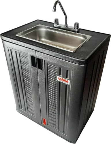 Portable Sink Hand Wash Station - Single Basin Hand Washing Station with Hot & Cold Water - Portable Hand Washing Sink or Portable Concession Sink For Food Trucks, Concession stands or Commercial Use
