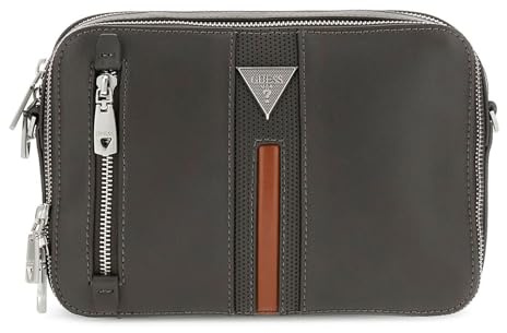 GUESS borsa a tracolla borsa da polso Torino Camera Bag Double Zip Anthracite Grey grigio scuro