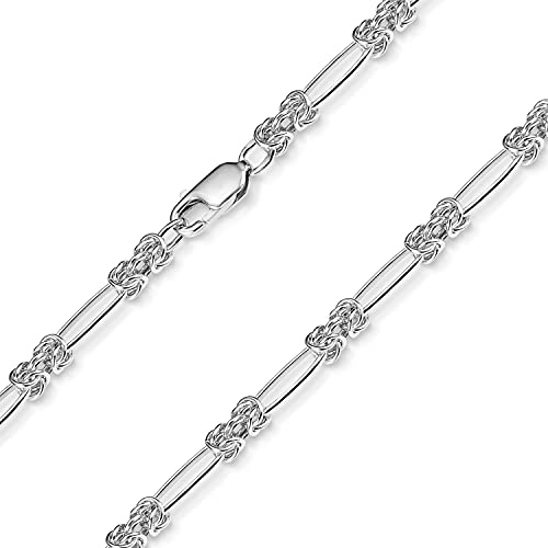 MATERIA Damen Collier Königskette 3,5mm gezogen 925 Sterling Silber rhodiniert inkl. Collierbox #K82