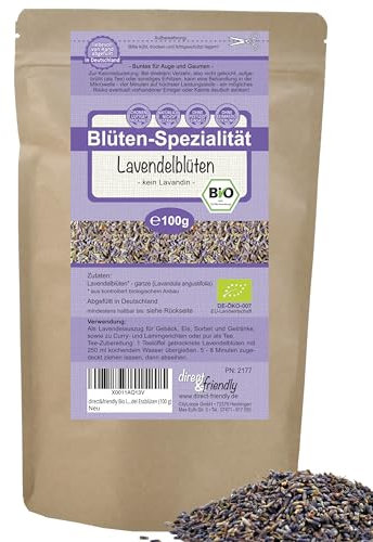 direct&friendly | Bio Lavendelblüten | 100g | echter Lavendel | kein Lavandin | Tee | Essblüten