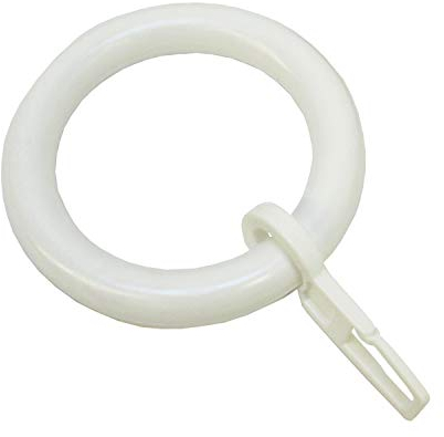 GARDINIA Gardinenringe für Gardinenstangen Ø 28 mm, Mit Gardinenhaken, 10 Stück, Ring-Breite 8 mm, Kunststoff, Weiß
