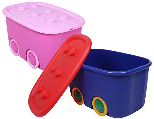 Ondis24 Funny Box Set, Spielzeugbox, Lagerbox für Kinder, Sammelbox, Aufbewahrungsbox, 46 Liter, 58 x 39 x 32 (H) cm (rot-flieder)