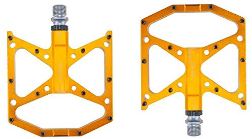 MU Vélo Pédales, Vélo 9/16 La Pédale de Roulement, En Alliage D'Aluminium Route Pédales, Pour La Randonnée À Vélo, Course de Vélo, Vtt,Jaune