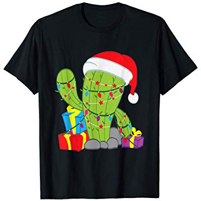 Cactus Árbol de Navidad Luces de Navidad Navidad Santa Mexic Camiseta