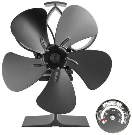 gohantee 5-Blade Heat Powered Stove Fan - Silent Eco Friendly Log Burner Fan for Fireplace & Wood Burning Stoves, Efficient Home Heating