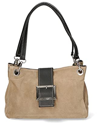 Chicca Borse Borsa donna borsa in pelle scamosciata borsetta italiana - Fango