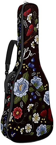 Gitarren-Gigbag Gitarren-Rucksack mit verstellbarem Schultergurt Gitarrentasche für unter 42 Zoll Bass klassische Folk-Gitarre Vogel Blume Vintage