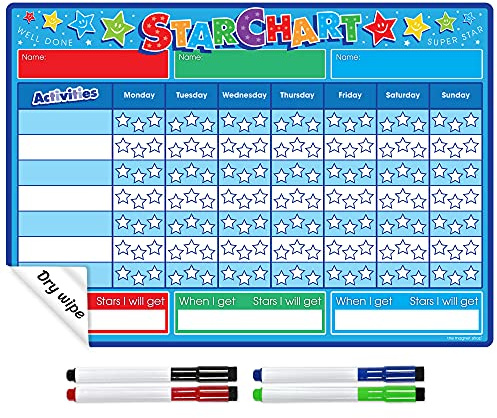 The Magnet Shop TMS Belohnungstafel für Kinder, A4 und Whiteboard, Sterndiagramm, Blau