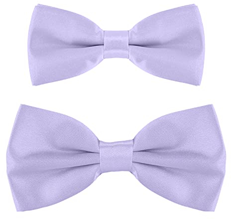 DonDon Vater-Sohn Fliegen Set im Partnerlook, bereits gebunden und verstellbar - Pastell Lila