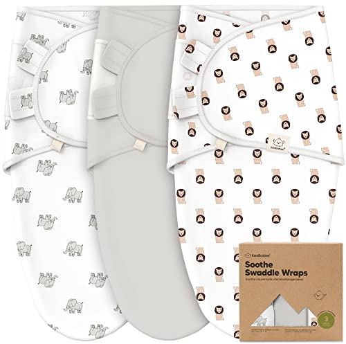 KeaBabies Ekologiska babysovsäckar - 3 förpackningar med snoddar för nyfödd baby 0-3 månader - ergonomisk babysovsäck - babysovsäck - babysovsäck (The Wild 2)