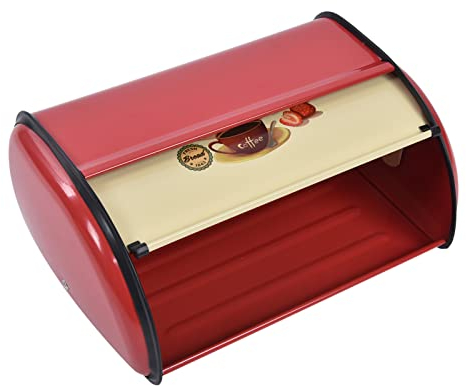 Support à pain, boîte à pain en métal multi fonctions fer enduit de poudre antirouille grande capacité pour café pour boulangerie rouge