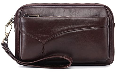 XIXIDIAN Kupplung Männer Geschäftsordner Tasche Lange Große Kapazität Lässige Reißverschluss Kupplung Geldbörse Handtaschen Herren Tasche (Color : Brown, Size : 23 * 14 * 8cm)