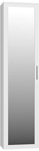 ADGO Kleiderschrank mit Spiegel Weiß Kompaktgarderobe für Eingangsbereich, Kleiderschrank 50 cm breit Tiefe:35cm Höhe:180cm Platz zum Aufhängen von Kleidung, 2 Regale, Kleiderbügel(2 Paketen