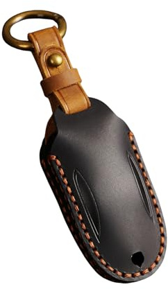 ISDORE Premium Leather Key Case Compatible with Tesla Model X - Key Cover to Protect Buttons - Durable, Unbreakable Holder - Lightweight, Compact Protector (Black, Model X)