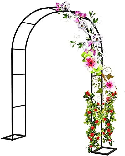 Rosenbogen Halbrund Torbogen Garten Stahl Gartenbogen Für Kletterpflanzen, Rosen, Garten, Pergola, Wetterfest, Deko, Schwarz,W3.5mxH2.2m