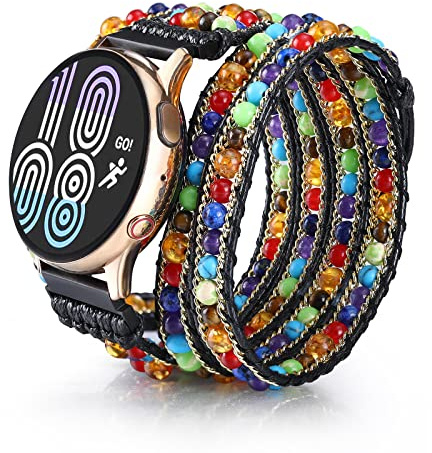 CHARMINGO Bracelet de montre en cuir bohème de 20 mm compatible avec Samsung Galaxy Watch 7/6/4/5/Active 2/5 Pro/3/4 Classic de 40/44/45/41/42/46 mm, pour femme et homme