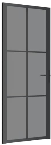 vidaXL Porta Interna 83x201,5 cm Nera in Vetro ESG e Alluminio