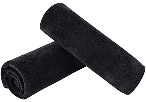 SINLAND 2 Stück Gesichtstücher Waschbar Abschminktücher 30 x 30 cm Schwarz | Mikrofaser schnelltrocknende Waschlappen saugfähig Gesichtsreinigungstücher weiches Make up Entferner Tücher wiederverwendbar