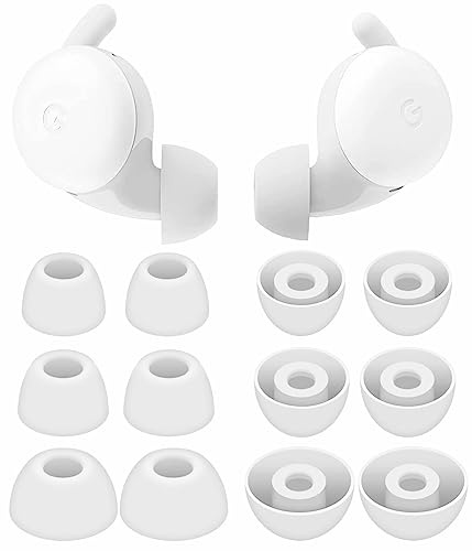 IiEXCEL 6 Pairs Compatible with Pixel Buds A Series Earplugs, Replacement Silicone Rubber Earplugs, Gel Earplugs, Wings Fit in Case Accessories, Compatible with Google Pixel Buds A Series - S/M/L
