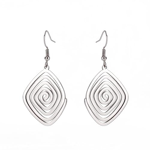 Dreamtimes Geometrische Spirale Ohrringe Geflochtene Wickel Stil Damen Edelstahl Übertriebene Ohrringe Mode Schmuck Geschenk für Frau Freundin Weihnachten (Silber)