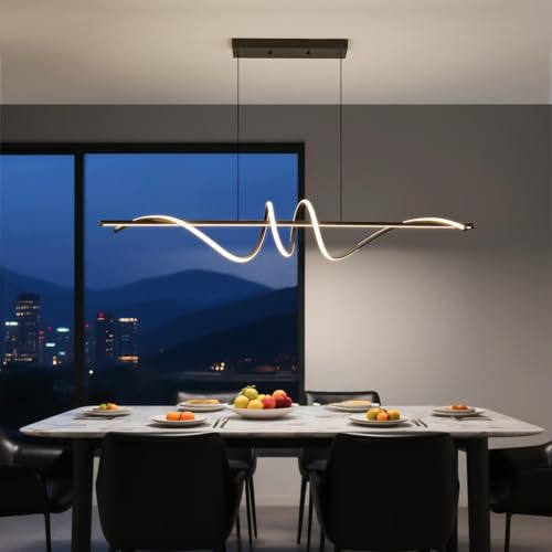 Mikeru Led Lineare Pendente, Lampadario Moderno A Spirale Da 36w 100cm Nero, 3000-6000k Dimmerabile Con Memoria, Altezza 150cm Regolabile, Luminosità Regolabile Dal 10% Al 100%.